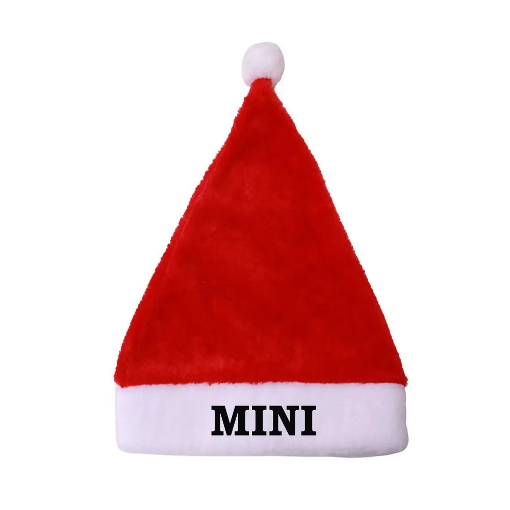 DAD MOM MINI Embroidered Family Matching Santa Hat Fluffy Soft Christmas Santa Cap Thick Family Xmas Decor Hat Xmas Party Gift