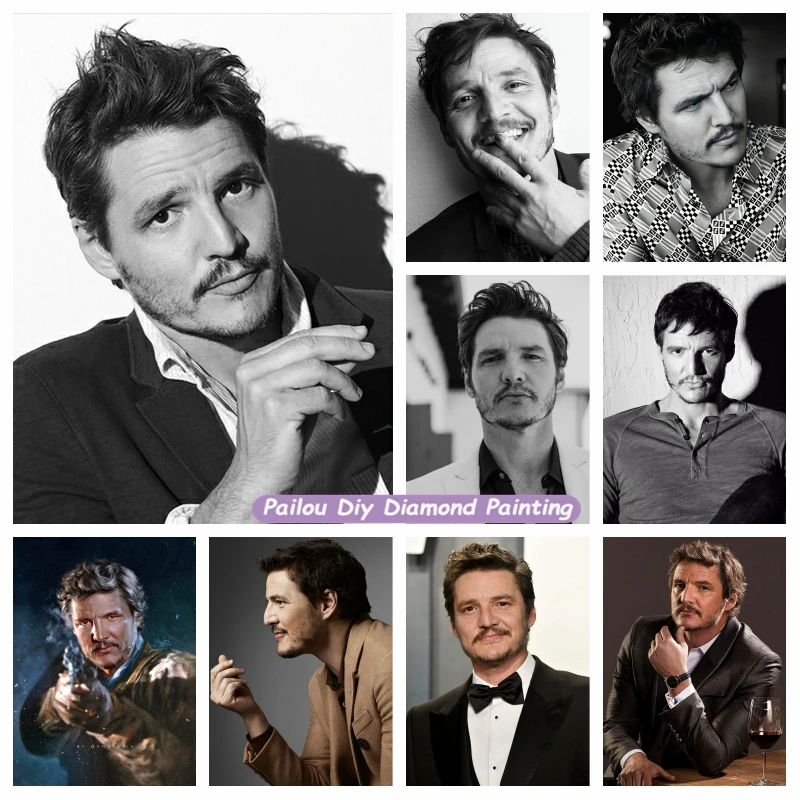 Pedro Pascal Movie Star 5d Diamond Painting Rhinestone Photo Famous Film Actor Wall Art Cross Stitch Mosaic Home Decor