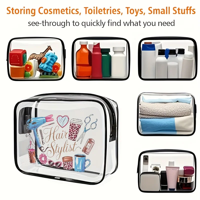 1pc Clear Makeup Bag Transparent Travel Toiletry Pouch TSA Airport Gym Wash Organizer Zipper Cosmetic Handbag Women Gift