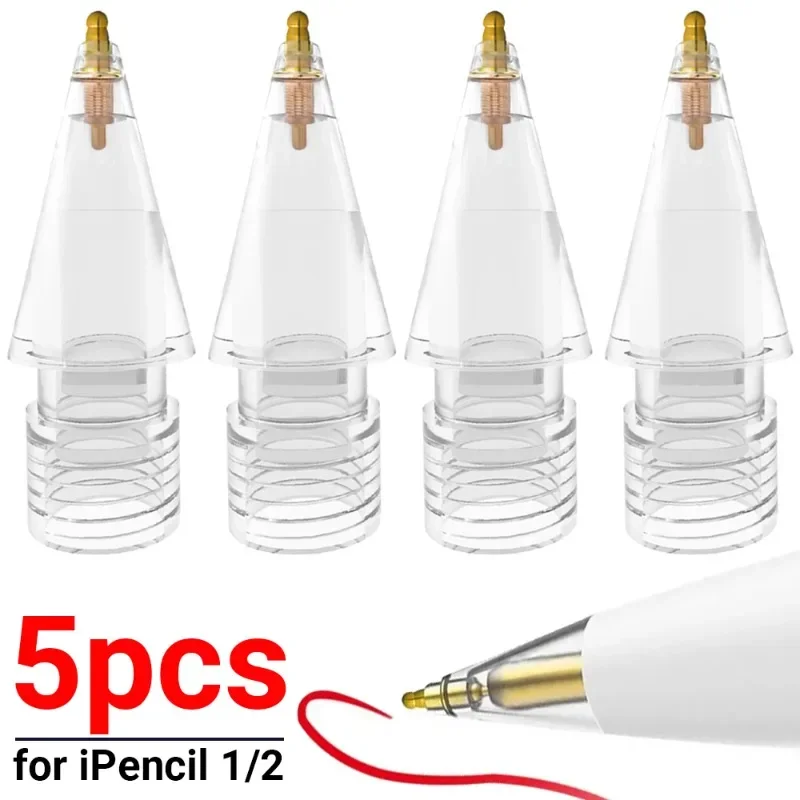 Touchscreen Pen Nibs for Apple Pencil Gen 1/2 Replacement Tip for iPencil iPad Pro Writing Painting Stylus Transparent Spare Tip