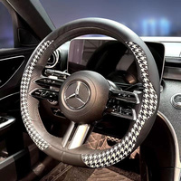 Carbon Fiber Leather Car Steering Wheel Cover 37-38CM Non-slip Wear-resistant Sweat Absorbing Fashion Steering Wheel Cover