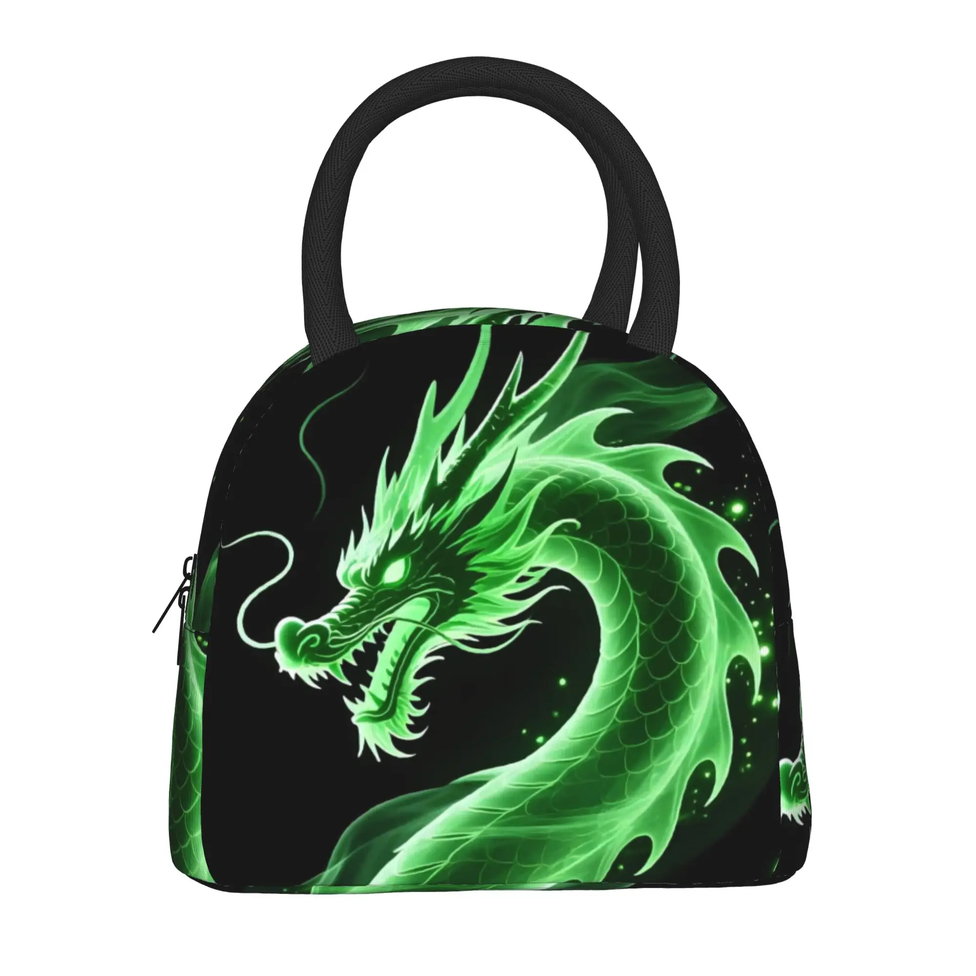 Back to school season  Lunch Box Bag Green Smoke Chinese Dragon Art Kawaii Casual Multi-Function Food Organizer Lunch Bag