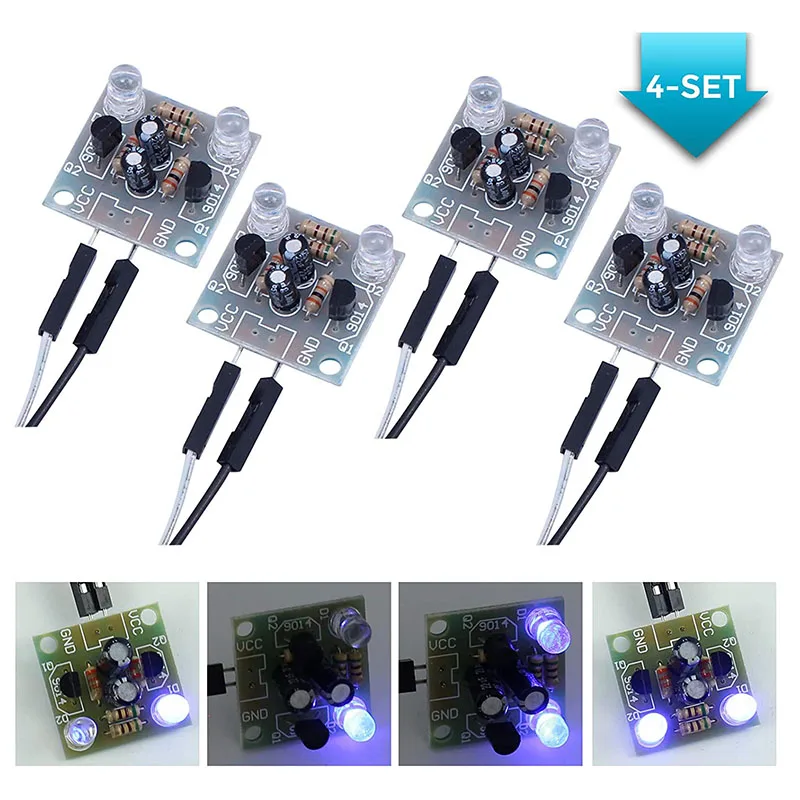 4-delige Set 5Mm Led Flash Diy Kit Elektronische Starter Kit Pcb Circuit Lassen Vaardigheden Leren Training Kit