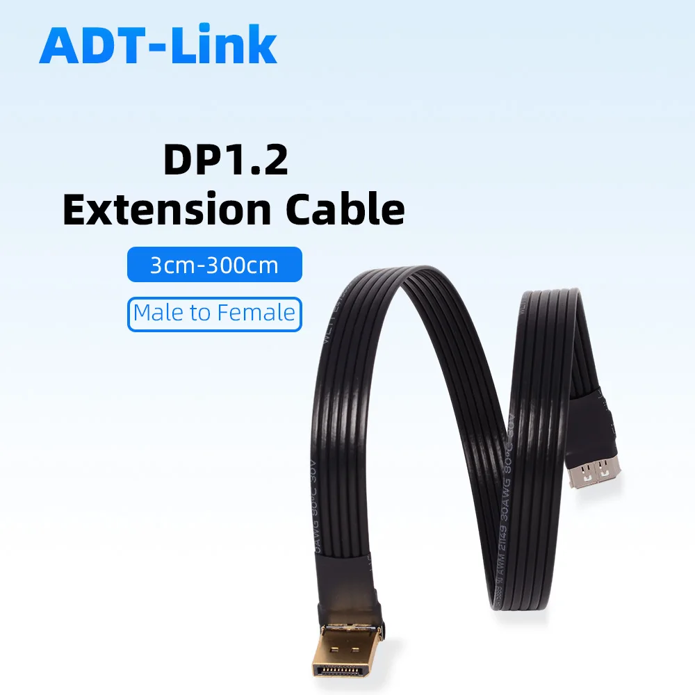 

DP 1.4 Male To Female Extension Cable Display Port DP1.2/1.4/2.1 HDR/DSC Elbow Connector Flat Thin Soft Graphics Card Adapter
