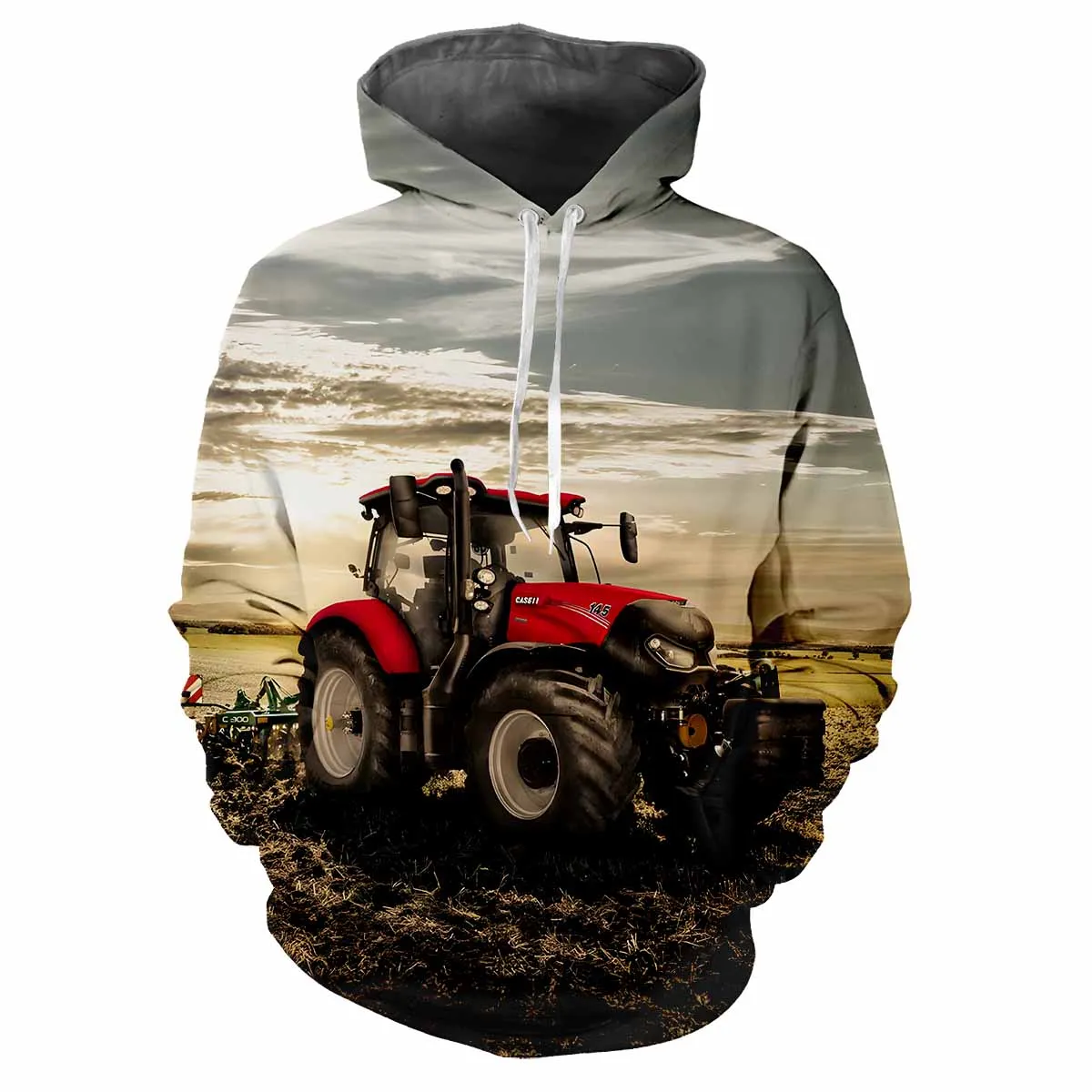 New Tractor Fun 3D Harajuku Agricultural Machine Printing Street Fashion Personality Hoodie Men Trendy Street Hip Man Hop Hoodie