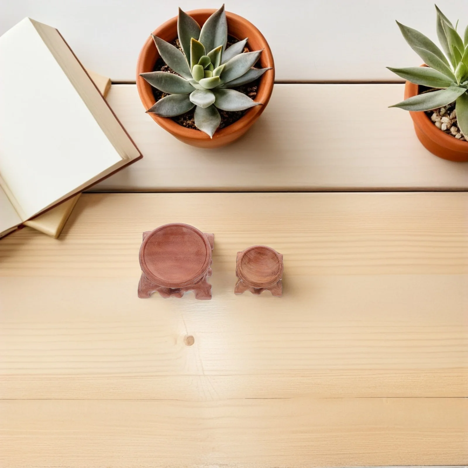 

2pcs Crystal Ball Holder Wood Display Stand For Sphere Stone Rock Gemstone Decor Solid Wood Base Hand Carved Globe Pedestal