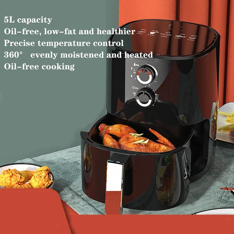 5L Portable Air Fryer 220V/1350W Lager Capacity  Smoke-Free Air Oven Household Opaque  Electric Fryer JTG-01Kitchen Appliances