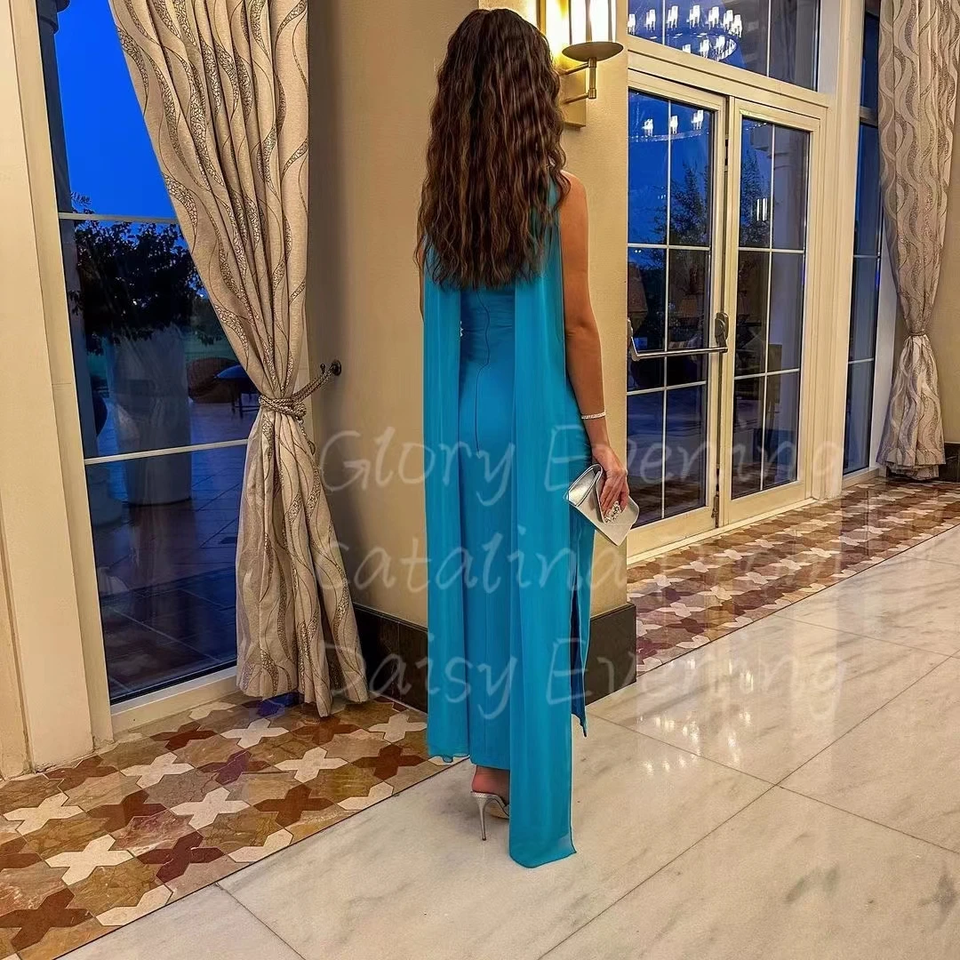 Elegant Sky Blue Evening Dress Sweetheart Prom Dresses gala Floor Length Beading Saudi Arabia Women's Formal Wedding Party Dress