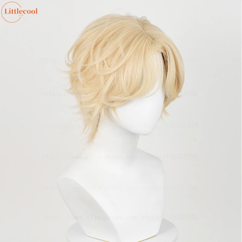 Hochwertige Luka Cosplay Perücke, kurze blonde Luka Perücke, hitzebeständiges Kunsthaar, Anime-Spiel, Party, Rollenspiel-Perücken + Perückenkappe
