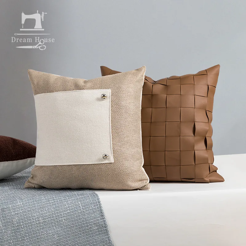 Modern American Luxury Coffee Color Series Pillowcase Hotel Homestay Furniture Sofa Pillow  Square Pillow