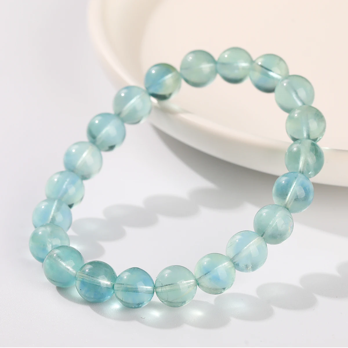 JD Natural Stone Blue Green Fluorite Healing Bracelets For Women Genuine Reiki Crystal Stretch Bangles Girlfriend Party Jewelry
