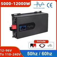 10000/8000W/5000W Pure Sine Wave 12V/24V/48V To AC 230V 220V 120V 110V 50/60HZ Converter Solar Car Inverters Intelligent Display