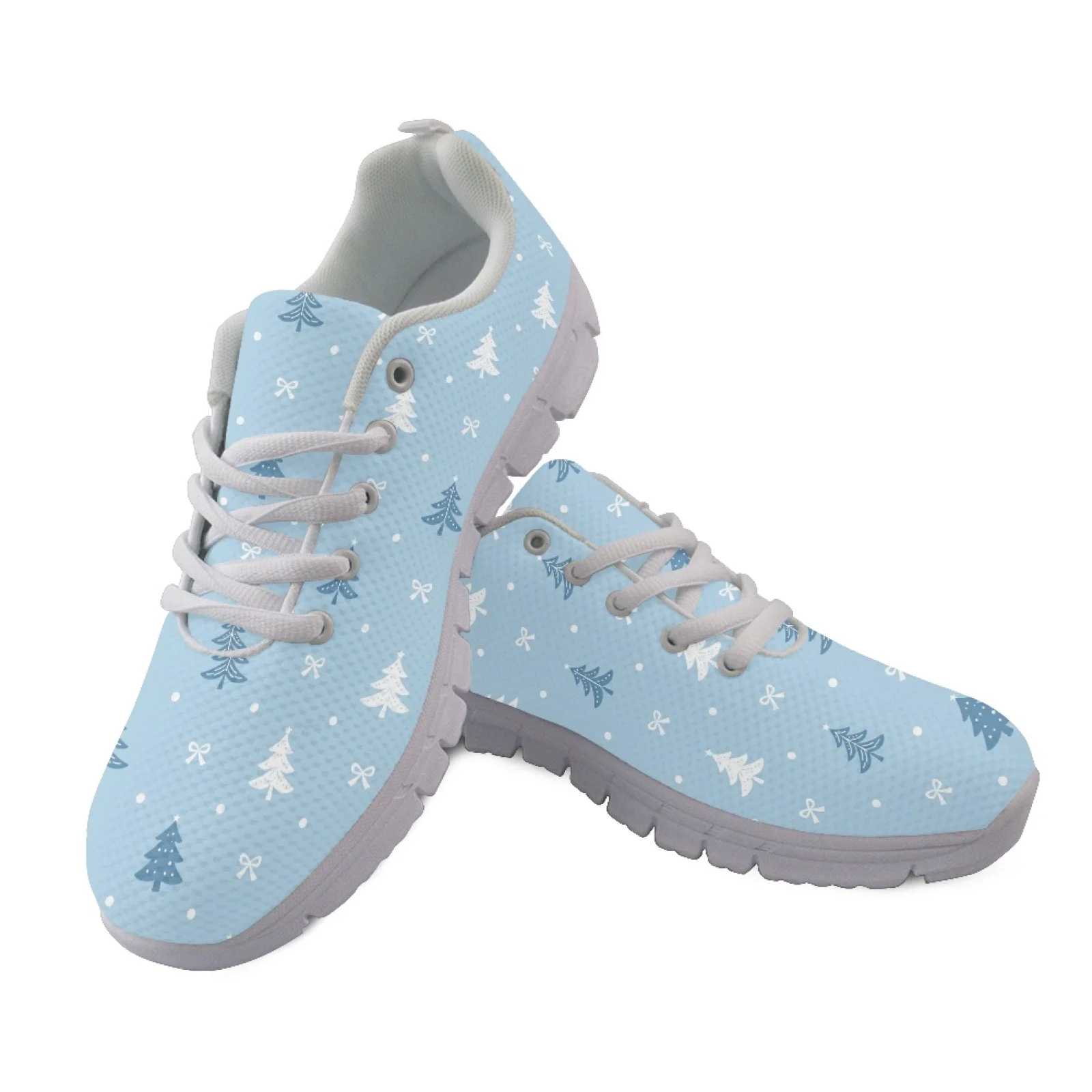 Coloranimal Christmas Tree Sport Running Shoes Sports Tennis Shoes for Women Lace Up Running Sneakers