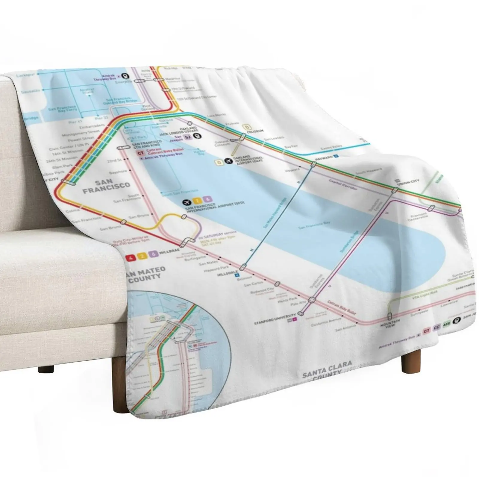 San Francisco Bay Area Transit Map Throw Blanket For Sofa Thin for babies cosplay anime anime heavy to sleep Blankets