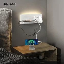 USB Wall Lamp Living Room Reading Wall Light Bedroom Creative Bedside Wall Lamp Wireless Charging Store Indoor Bedside HotelLamp