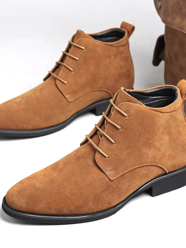 

2026 New Busin Casual Boots Men's Faion Retro High Top Leather oes Pointed Toe Versatile ort Boots