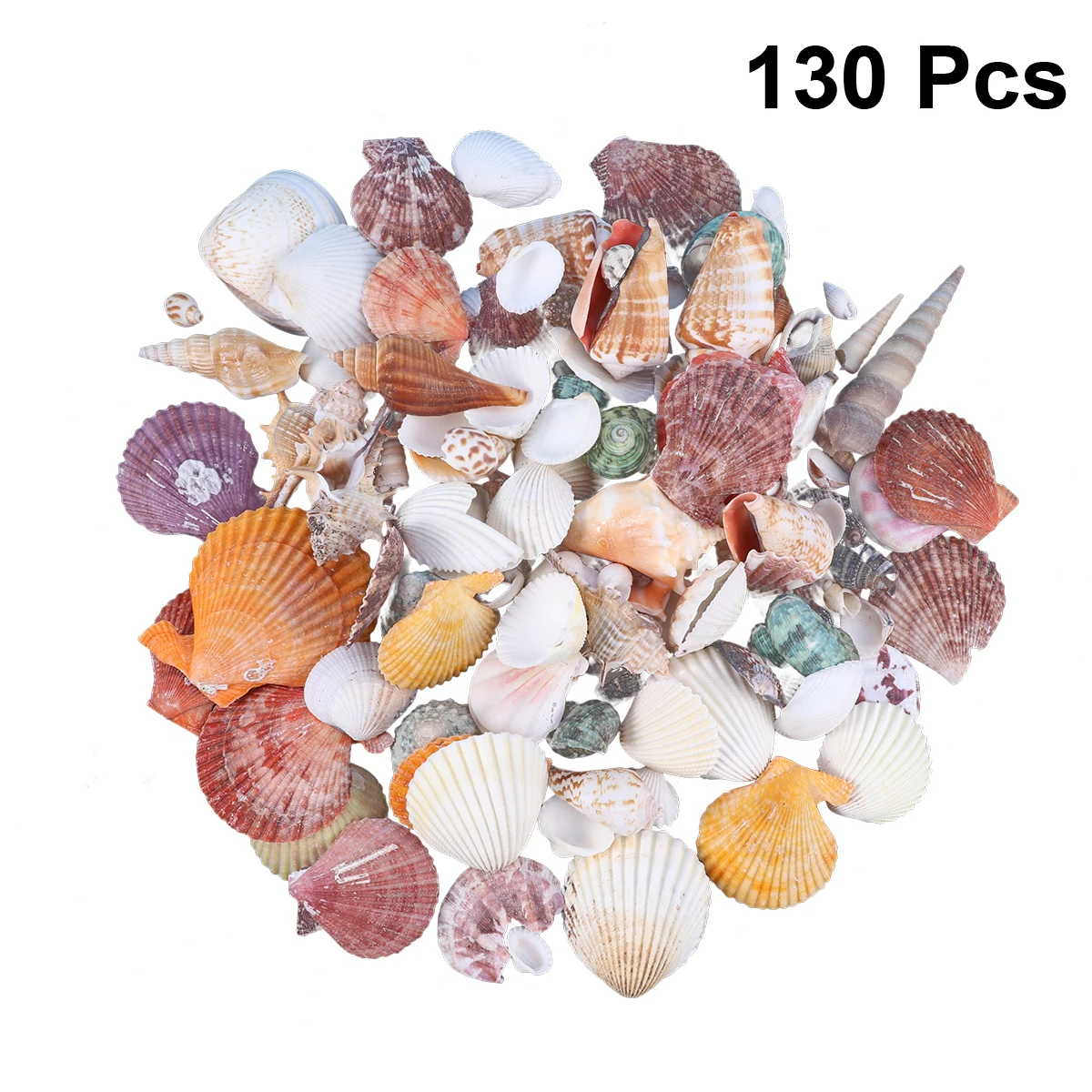

130pcs Natural Colorful Scallop Star Conch Shells White Hairy Small Marine Decorations for Beach Party Craft Projects