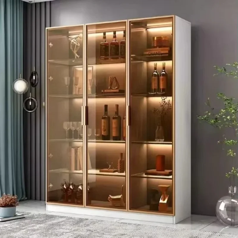 

Glass door wine cabinet light luxury high-end living room wall wine rack dining room simple floor display cabinet