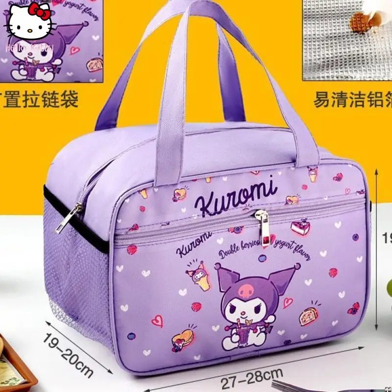

Kawaii Cartoon Children Kuromi Thermal Lunch Box Bag New Anime Large Capacity Sanrio Student Special Portable Bento Bag Thickene