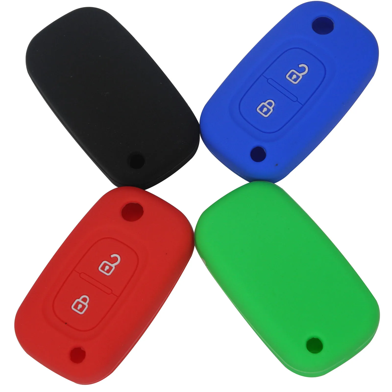 Jingyuqin Silicone Car Key Cover Case For Renault Clio Captur Kangoo Kadjar Koleos Megane Modus Kwid Dacia Logan Duster 2/3/4BTN