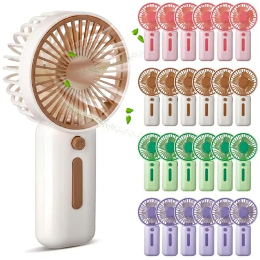 Pack Mini Portable Fans Bulk with, Small Handheld Fan Battery Operated Fan in 4 Assorted Colors for Women Men Travel, Gym, Offi