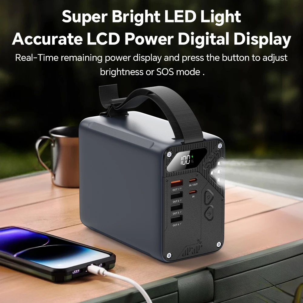LIMIAO Power Bank 40000-80000Mah Chargeur Portable USB 4 Sorties 3 Affichage LED D'entrée, Câble