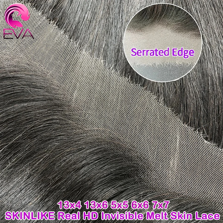 Eva Hair 13x6 13x4 Lace Frontal Only Brazilian Straight Human Hair Closure 5x5 6x6 7x7 HD Lace Frontal Closures Only Pre Plucked