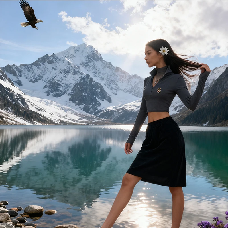 المرأة طويلة الأكمام الياقة المدورة المحاصيل القمم تي شيرت غير رسمي Harajuku 2025 الربيع الصيف جديد بلون مثير أسلوب بسيط نادي الحفلات #5