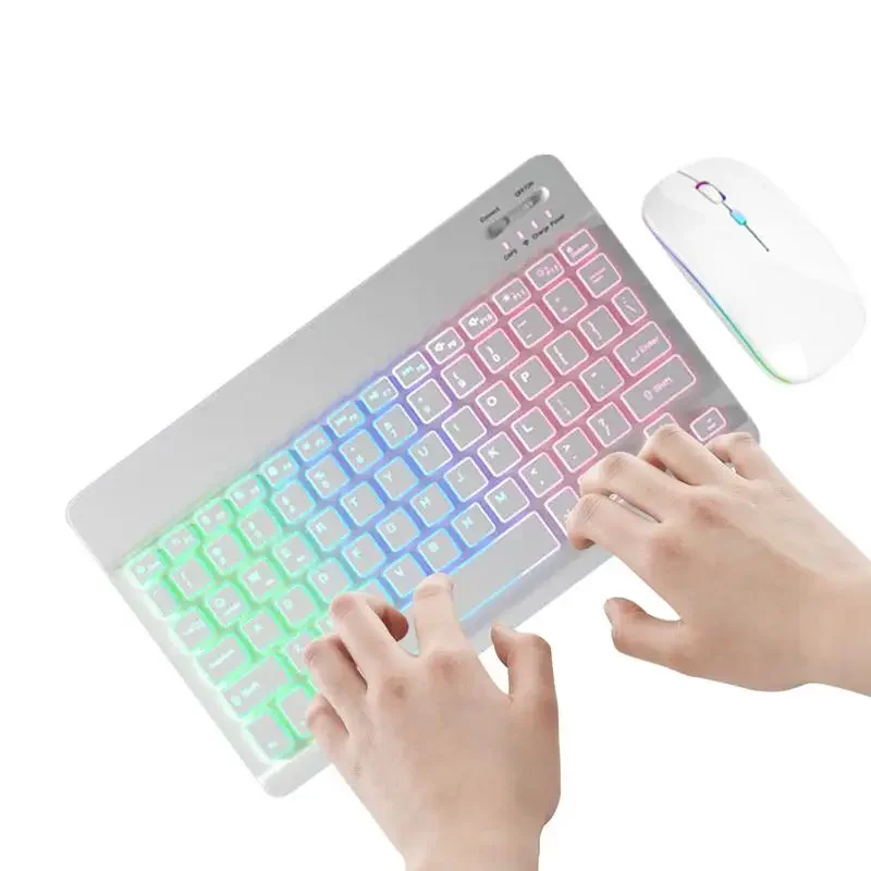 Keyboard And Mouse Set Wireless 7 Colors Key Board With 2 Light Modes Electronic Accessories Computer Keyboards For Tablet