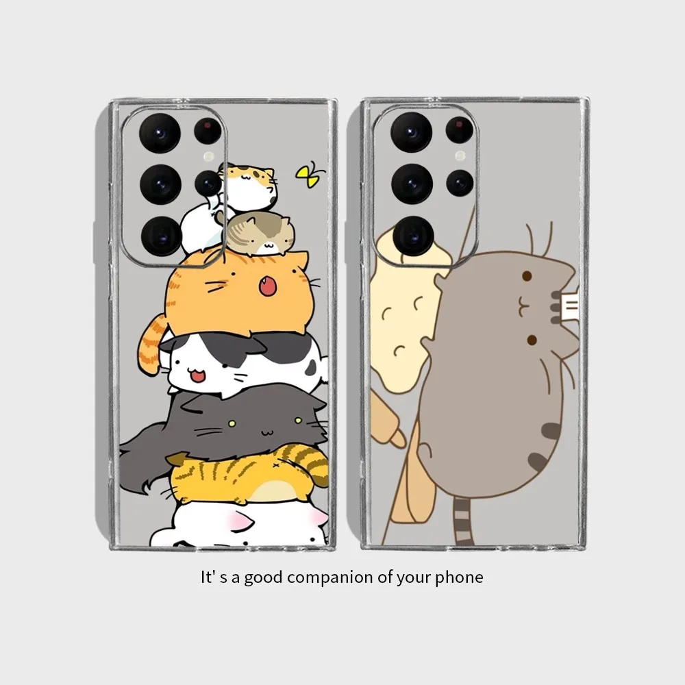 

Funny Cute Cartoon Cat Phone Case for Samsung Galaxy S24 Ultra S22 S23 Ultra S21 S20 5G Protective Silicone TPU Funda