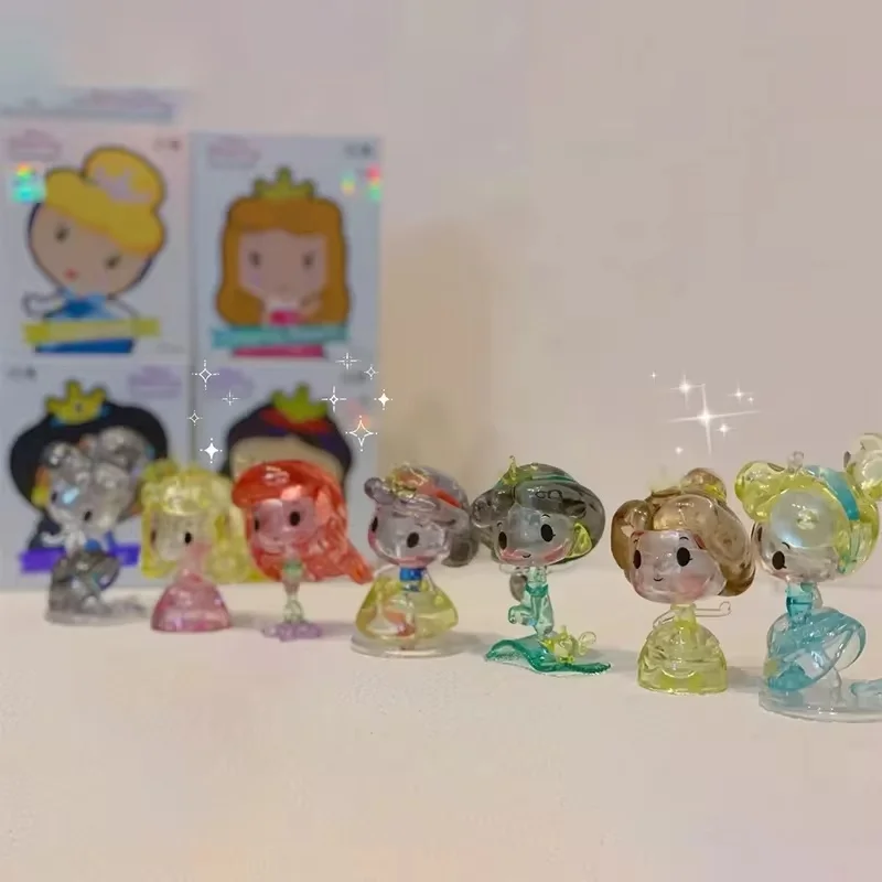 Disney Princess Crystal Blocks Blind Box Belle Ariel Snow White Cinderella Aurora Jasmine Anime Figures Model Kids Special Gift