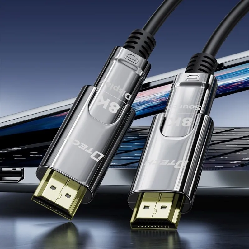 DTECH Zinc Alloy Shell D-A Connector HDMI Optical Fiber Cable 70m Computer TV 8K High-definition Cable 2.1V