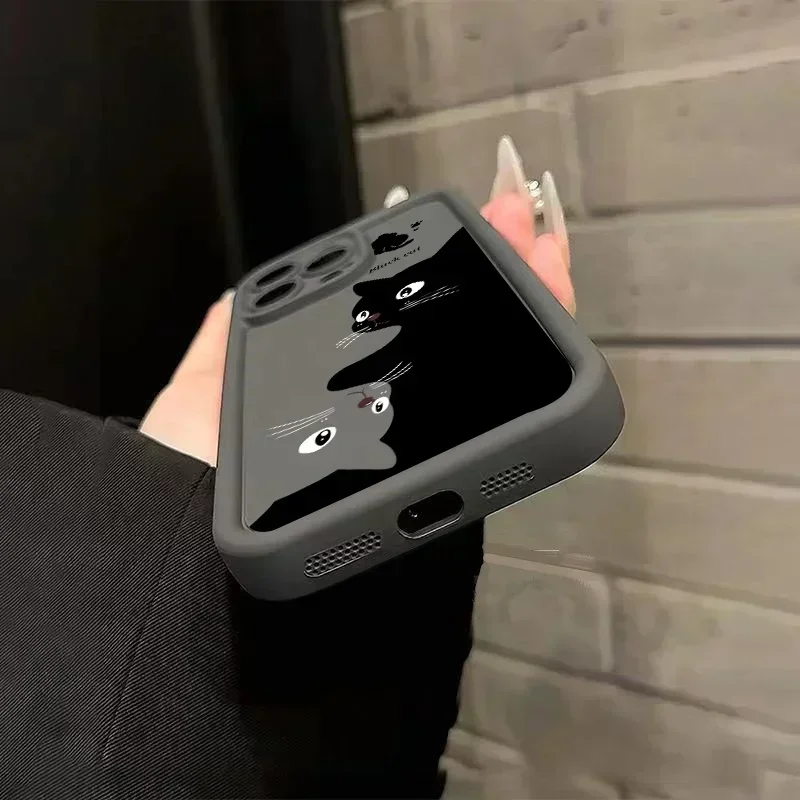 Redmi Note 13 11 12 Pro Plus 5G Cute Cartoon Black Cat Phone Case For Xiaomi Redmi Note 11S 12S 10 S 10C 12C 13C Turbo 4G Cover