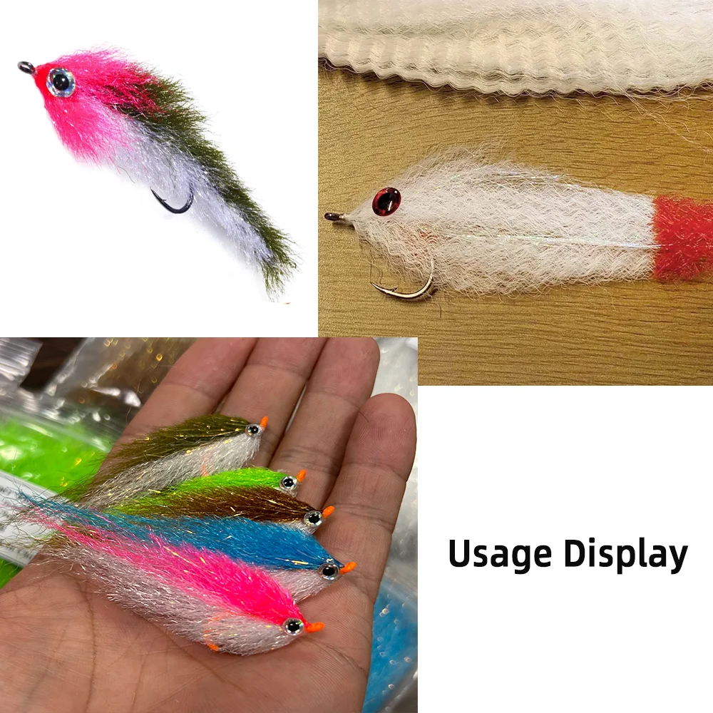 2 Packungen Gekräuseltes Slinky Fiber Flash Streamer Material zum Fliegenbinden für Minnow Streamer Fliegen, Forellen-, Barsch- und Hechtangelköder – Detail 5