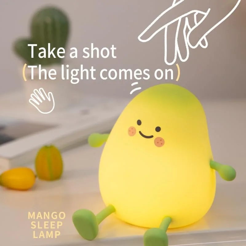 Niedliches Mango-Nachtlicht, wiederaufladbar, dimmbar, kleines Nachtlicht, Bettlicht, Schreibtischlampe, Raumdekoration, Geburtstagsgeschenk, Festival-Geschenk