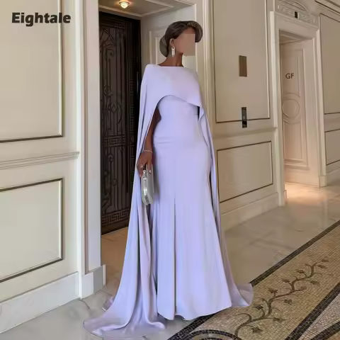 Eightale Arabic Evening Dress O-Neck Prom Gown Customized Strethcy Satin Cap Sleeves Wedding Party Dress Mermaid Robes De Soir&eacute;e