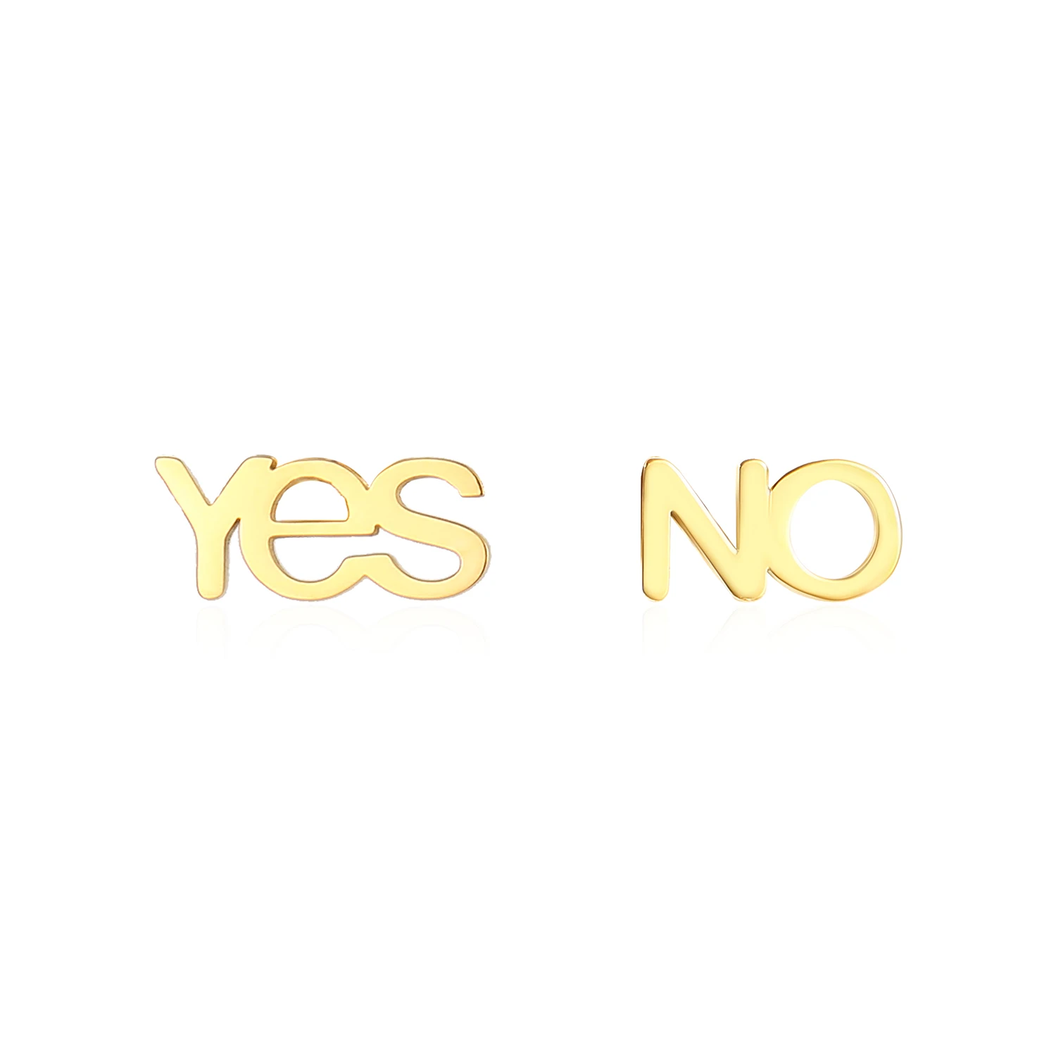 

Stainless Steel Yes And No Minimalism Sliver Color And Gold Plated Stud Earring Jewelry Gift For Women