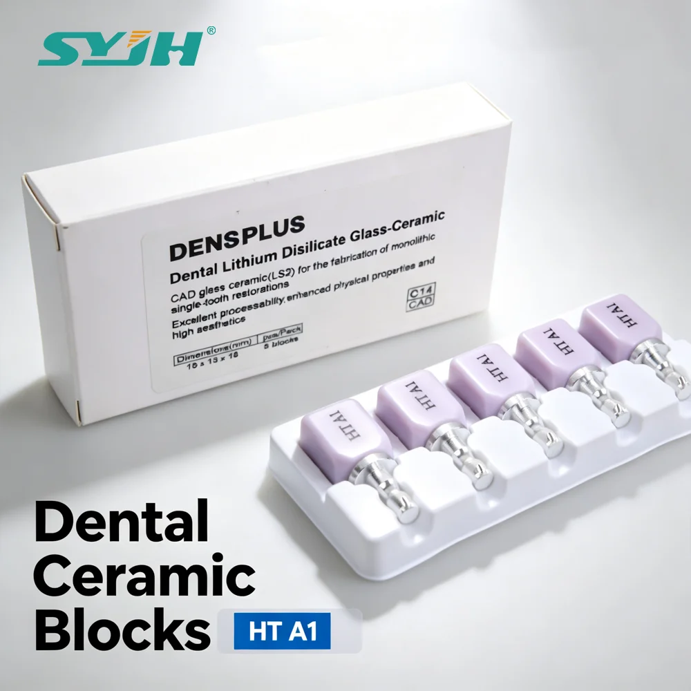 SYJH 5pcs Lithium Disilicate C14 Glass Ceramic Blocks for Sirona Cerec Veneer Dental Lab Materials for Dentist Use HT MT LT Kit