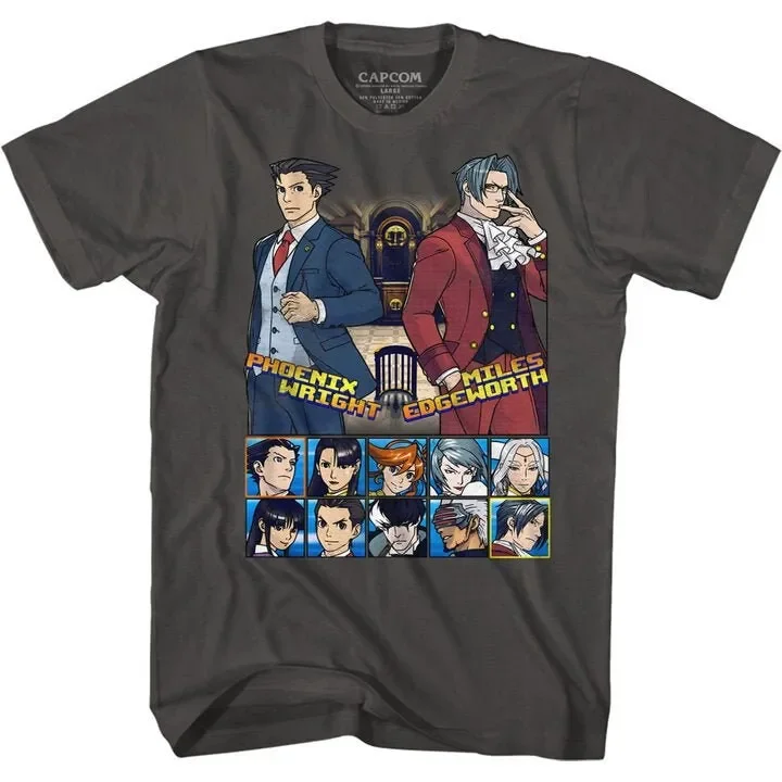 Ace Attorney Pheonix Wright and Miles Edgeworth Charcoal Shirts