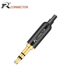 Conector de aluminio Jack 3,5 para auriculares, clavija con abrazaderas de enchufe trasero de 3,5mm, macho estéreo de 3 polos, Conector de cable chapado en oro, 1 unidad