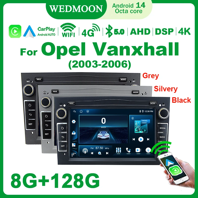 Pantalla de 7 pulgadas CarPlay Android 14 AUTO Radio de coche para Opel/Vauxhall Astra Antara Zafira Meriva Combo Signum Tigra dos Top 2003-2006