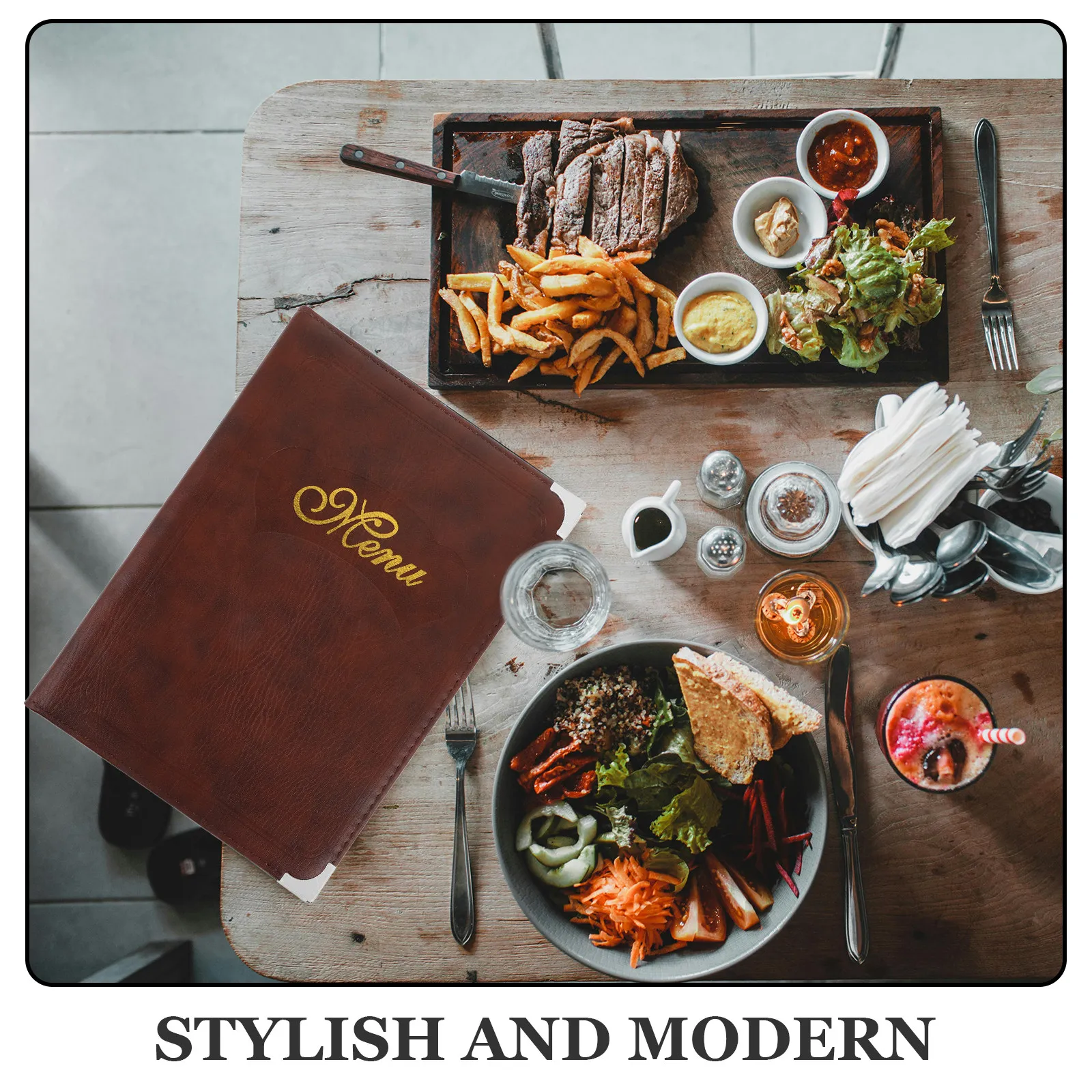 Menu Book Elegant Sturdy Artificial PVC Multifunctional Restaurant Menu Cover Holder Display Folder Restaurant Supply