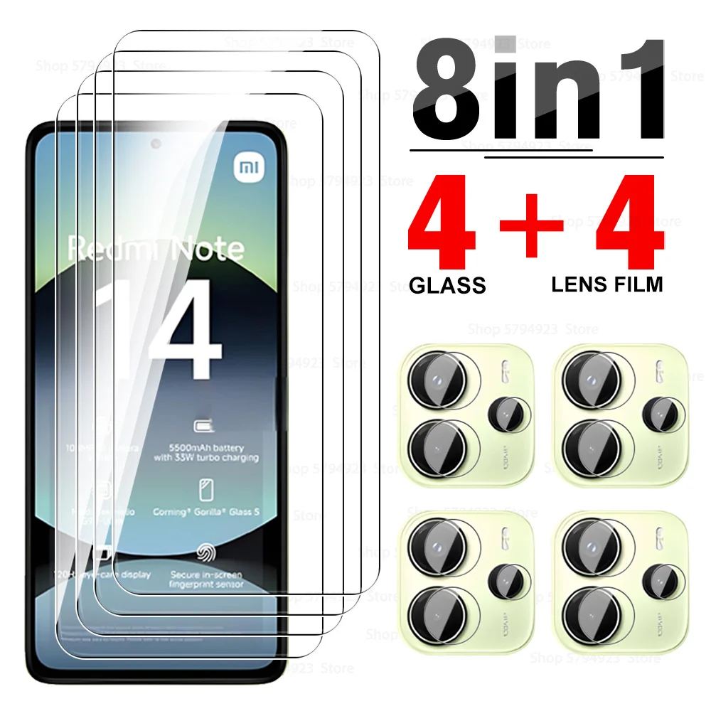 8in1 For RedmiNote14 Camera Lens Glass For Xiaomi Redmi Note 14 9H Glass Screen Protector Lens Film Redmy Note 14 RedmyNote14 5G