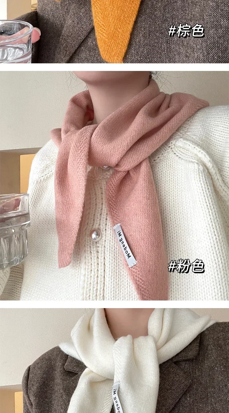 Winter Korea Gestrickte Dreieck Schal Wolle Warme Schal Schal Frauen Hals Schutz Smallscarf Kaschmir Schal – Detail 9