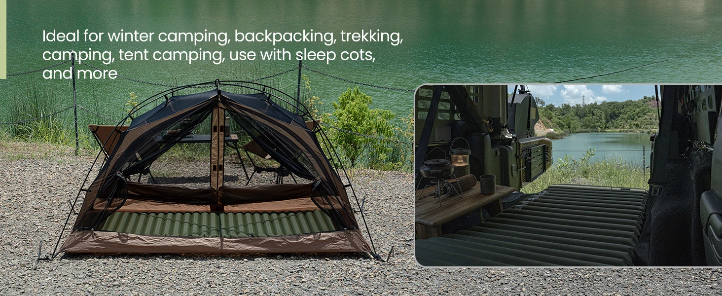 OneTigris Schlafunterlage, aufblasbare Matratze für Backpacking, Trekking, Autofahrten, 3-Jahreszeiten-Luftmatratze, Campingbett mit Reparaturset – Detail 8