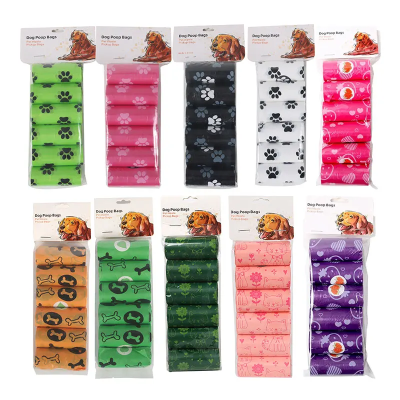 4 ~ 6 rollos de bolsas de basura biodegradables para mascotas, bolsas de arena para perros, bolsas de arena para gatos con aroma a limón, bonitas bolsas para excrementos respetuosas con el medio ambiente