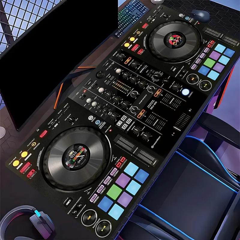 Großes DJ-Mixer-Tischpad 35,4x15,7 Zoll, rutschfeste, glatte Oberfläche, Tastatur-Mausmatte für Home-Studio, Gaming, Musikproduzenten mit M