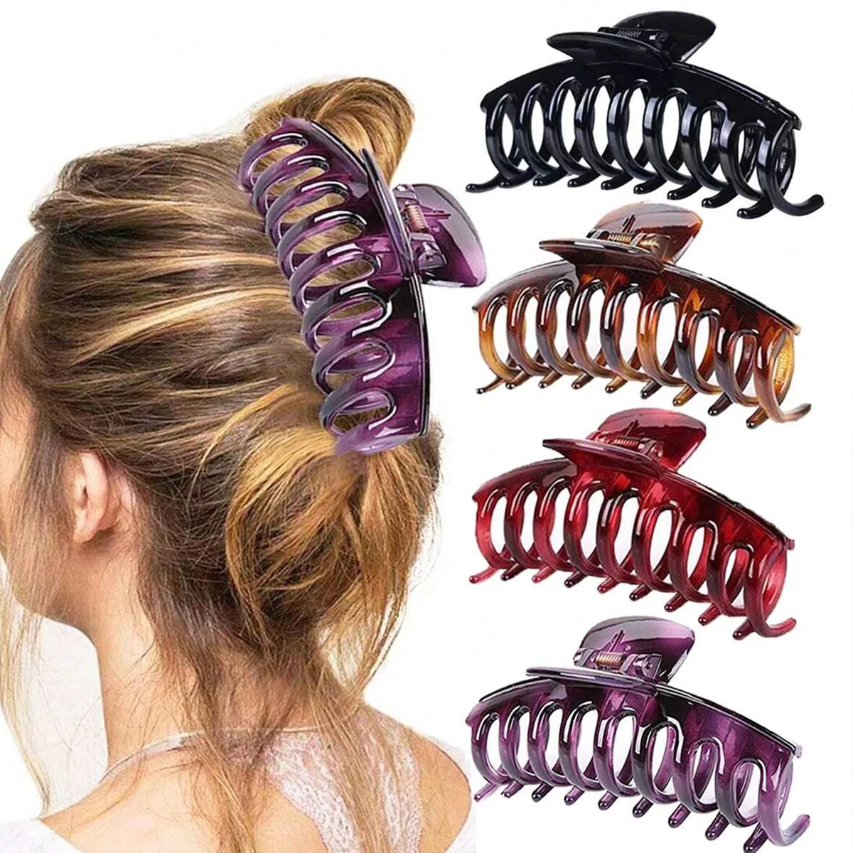 

4PCS women's multi-color resin flower simple and fashionable French elegant hair clip