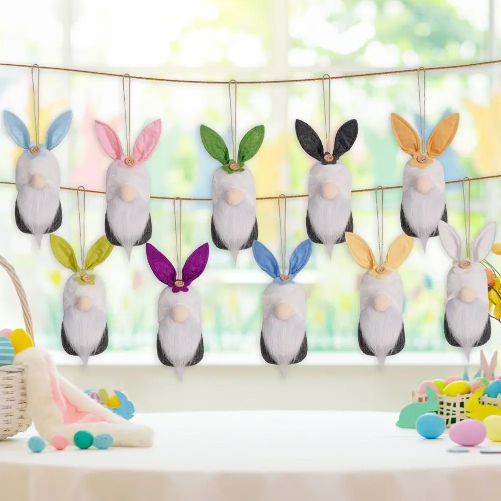 

10pcs Cute Easter Rabbit Gnome Ornaments Spring Handmade Faceless Dwarf Doll Soft Bunny Hanging Ornaments Home Party Decorations