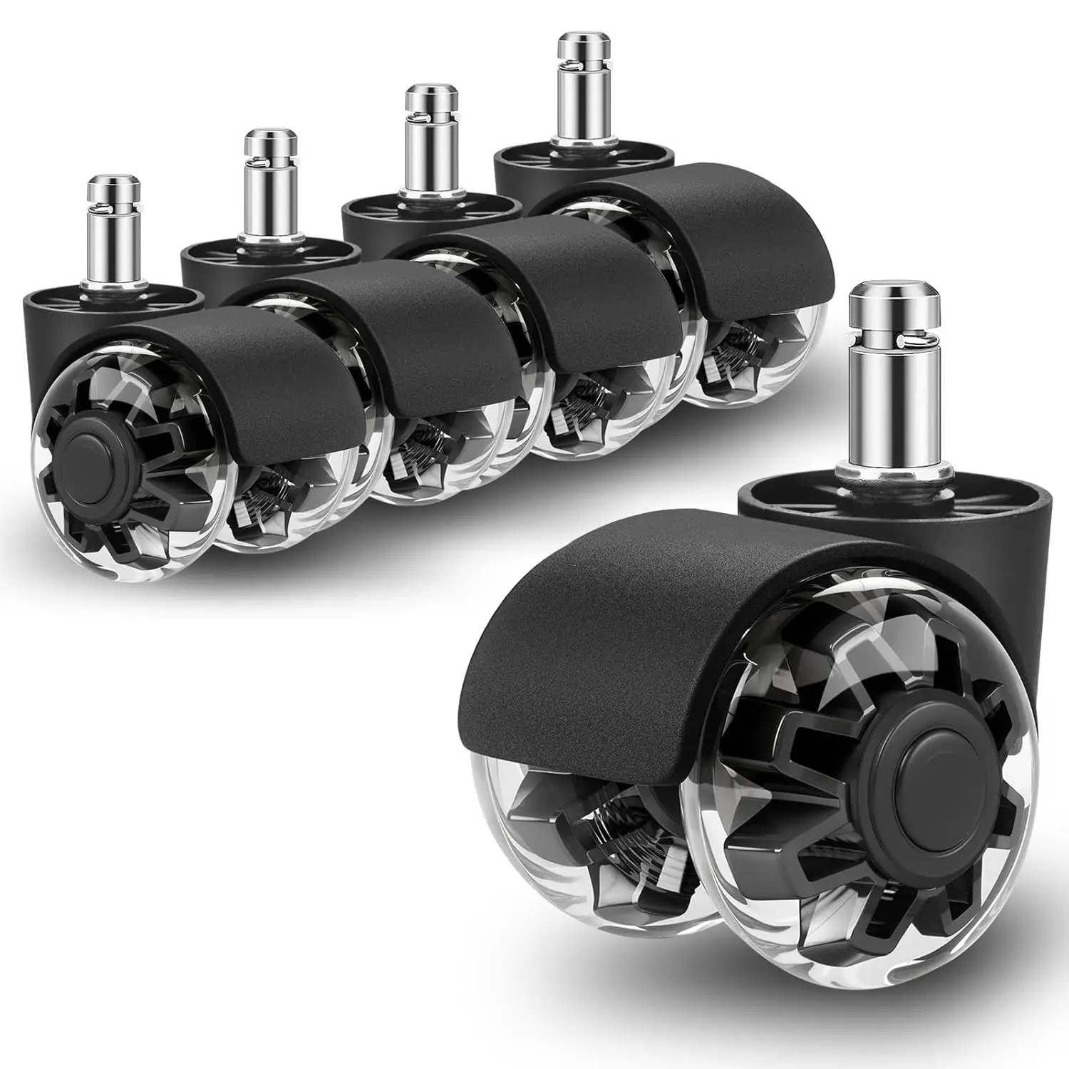 5pcs 2inch Wheels for Office Chair, Universal 11x22mm Roller Blade Wheels for Computer Gaming Chair, Carpet & Hardwood Floor